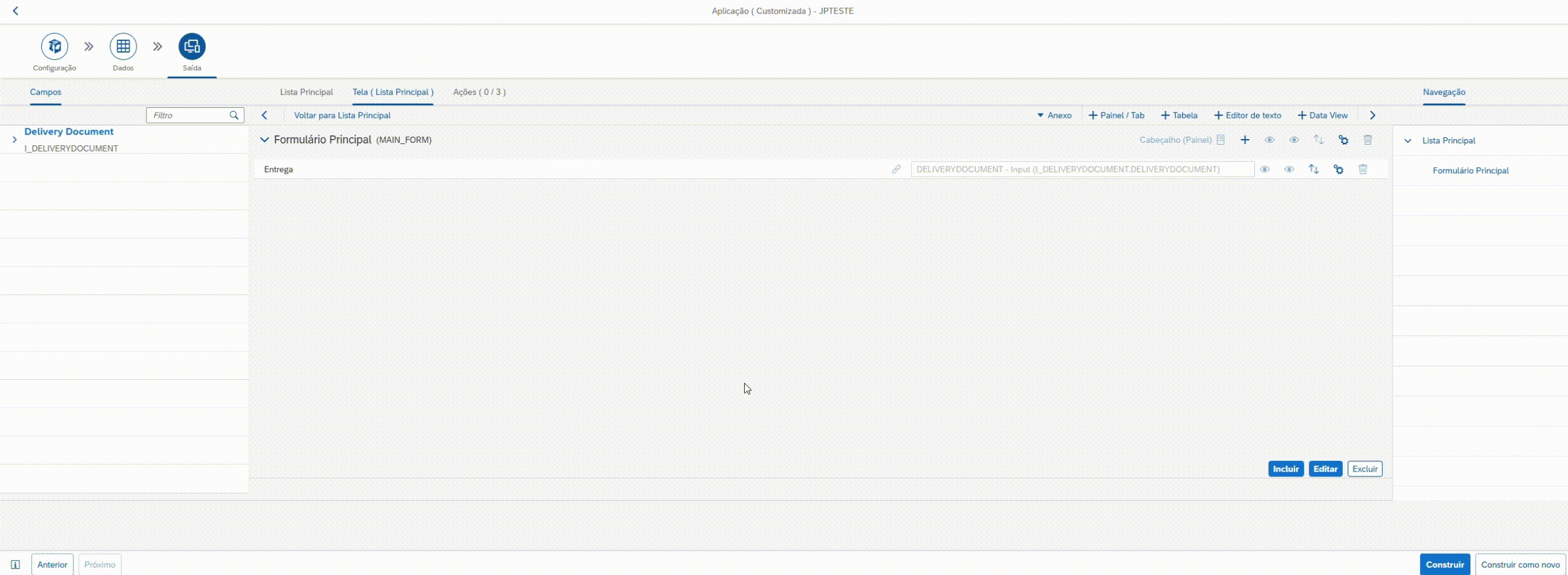Configuração do gráfico no Tachyonix Builder