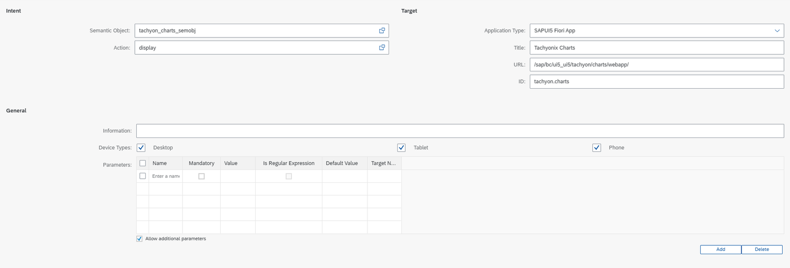 Target mapping do Tachyonix Charts no Fiori Designer
