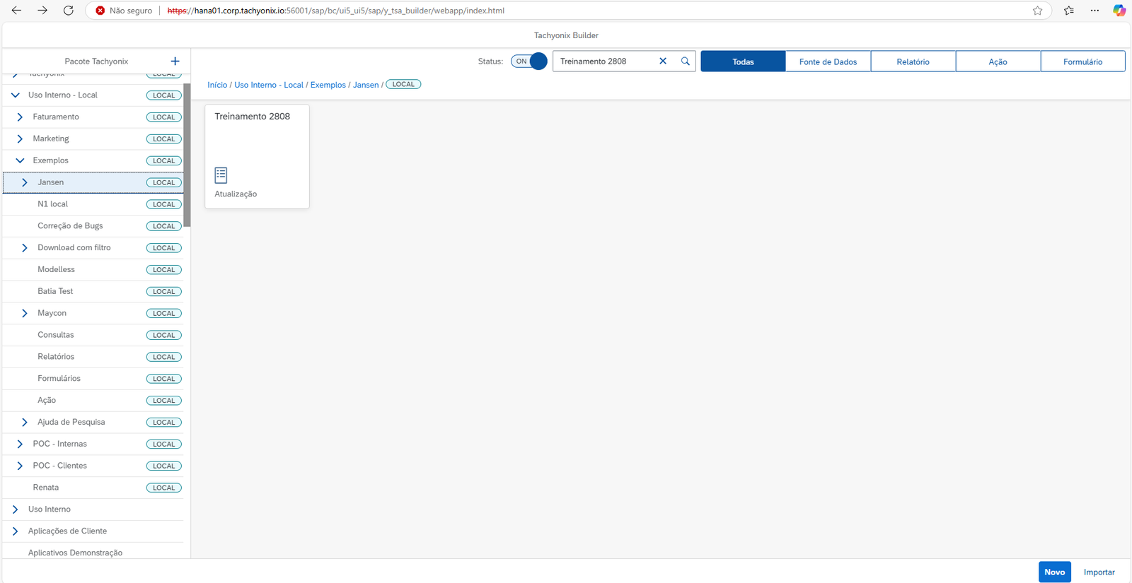 Busca do aplicativo no Tachyonix Builder